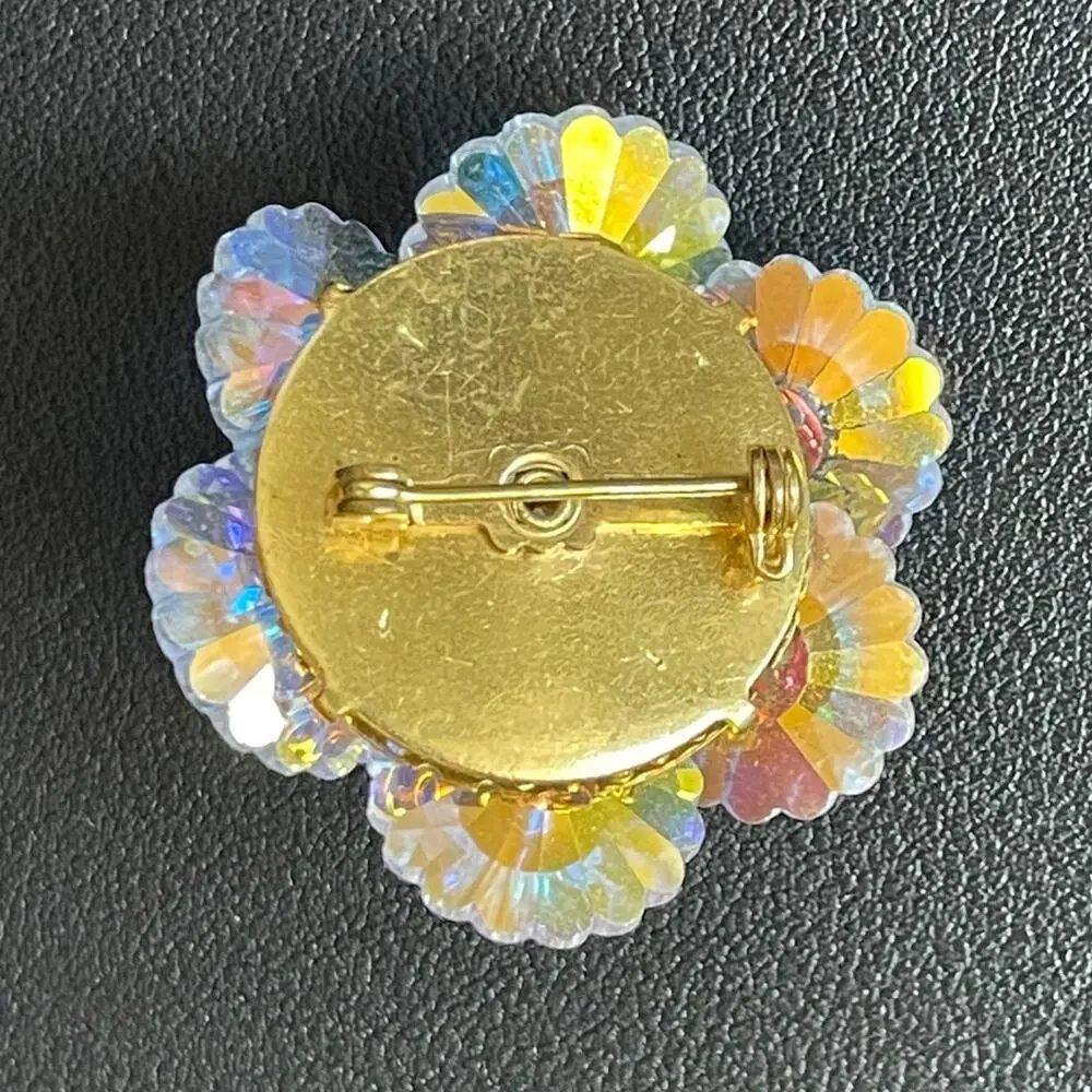 Vintage‎ Rivoli Rhinestone Brooch Pin 1.5